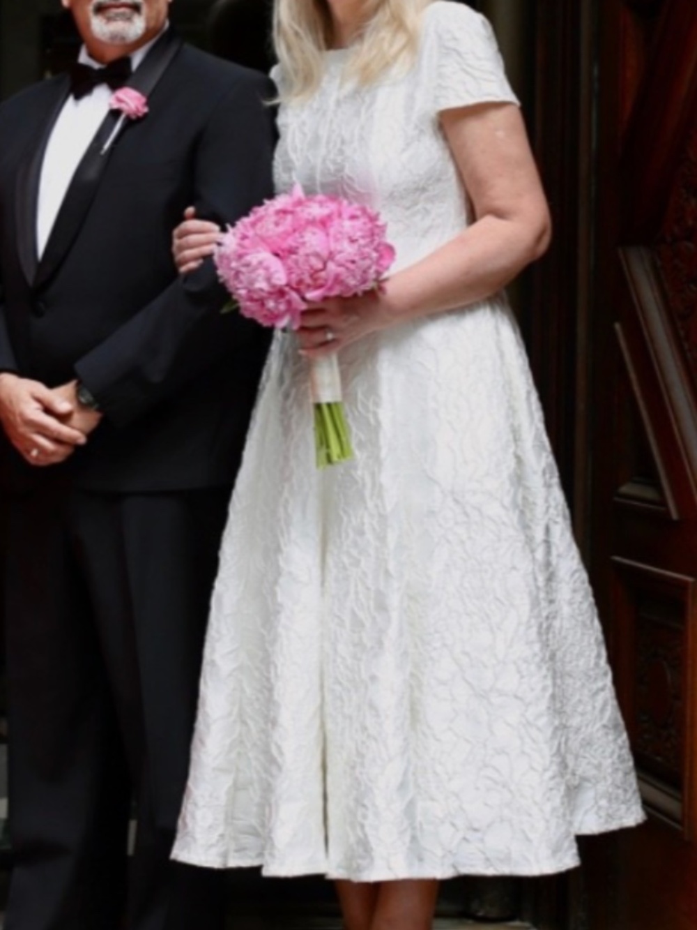 Talbot Runhof Women's Ivory Midi Dress Cocktail Wedding Size 10